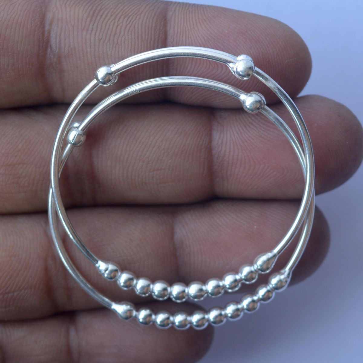 silver baby bracelets 1 pair adjustable