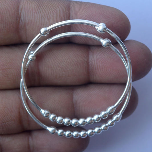 silver baby bracelets 1 pair adjustable