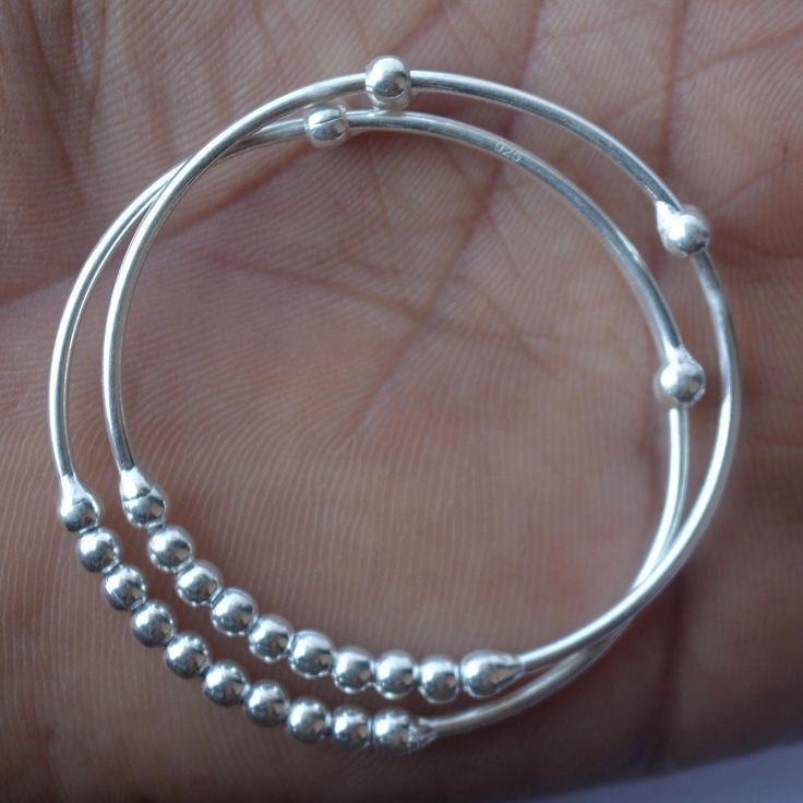 silver baby bracelets 1 pair adjustable