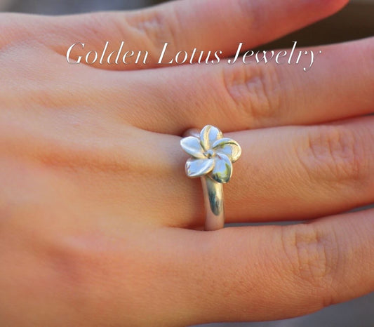 silver flower ring for women